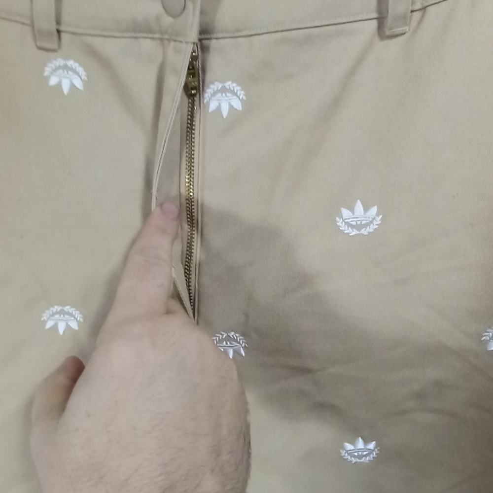adidas Beige Straight-Leg Pants with White Trefoil Embroidery - Picture 5 of 7